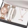 5-Piece Women's Versatile Quartz Wristwatch Set with Steel Band
