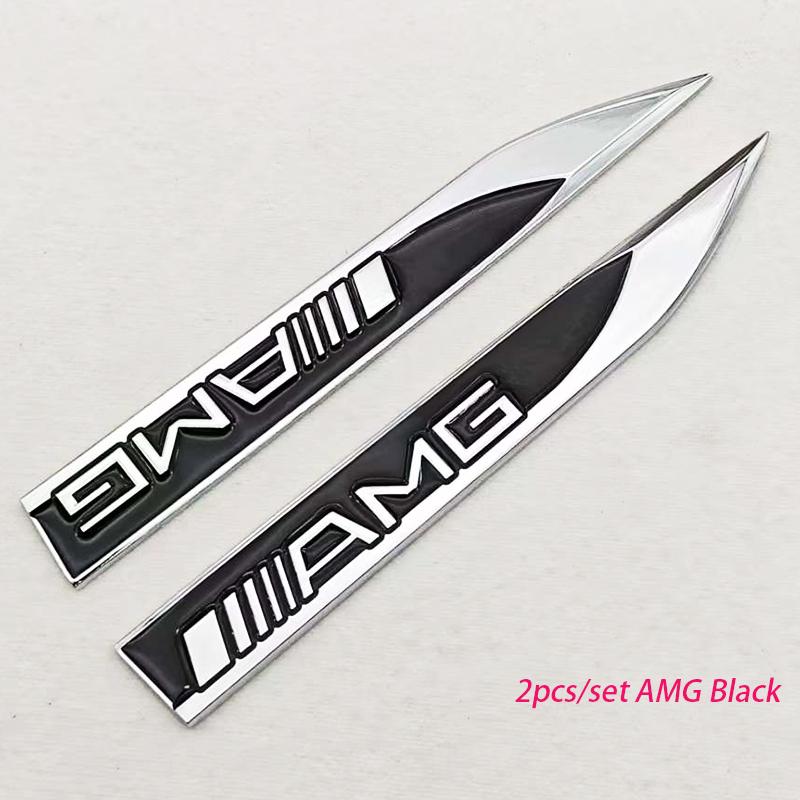 

2pcs 3D Metal Car Fender Side Wing Mercedes AMG Logo Emblem Badge Sticker For Mercedes Benz AMG B C E G Class GLB GLC GLK GLE