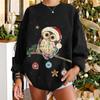 Women's Fashion Casual Christmas Print Round Neck Sweater Loose Sports Tops Pullover