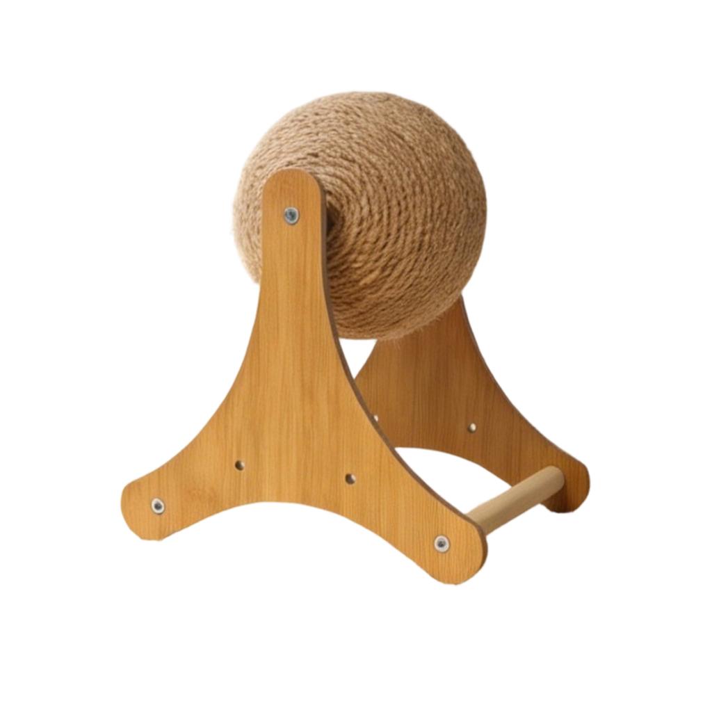 Cat Scratching Post Sisal Rope Ball Durable Wooden Frame Cat Toy for Indoor Cats Protects Furniture Interactive Play