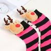 Kids' Christmas Socks Reindeer Plush Striped Knee-High Stockings Over Knee Socks Festive Holiday Wear for Boys Girls