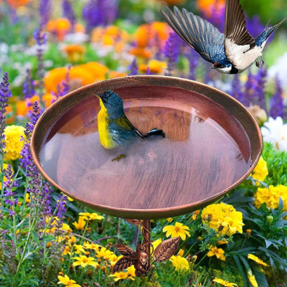Iron Bird Feeder Ground Plugin Vintage Bird Water Bowl Bird Feeding Dish Garden
