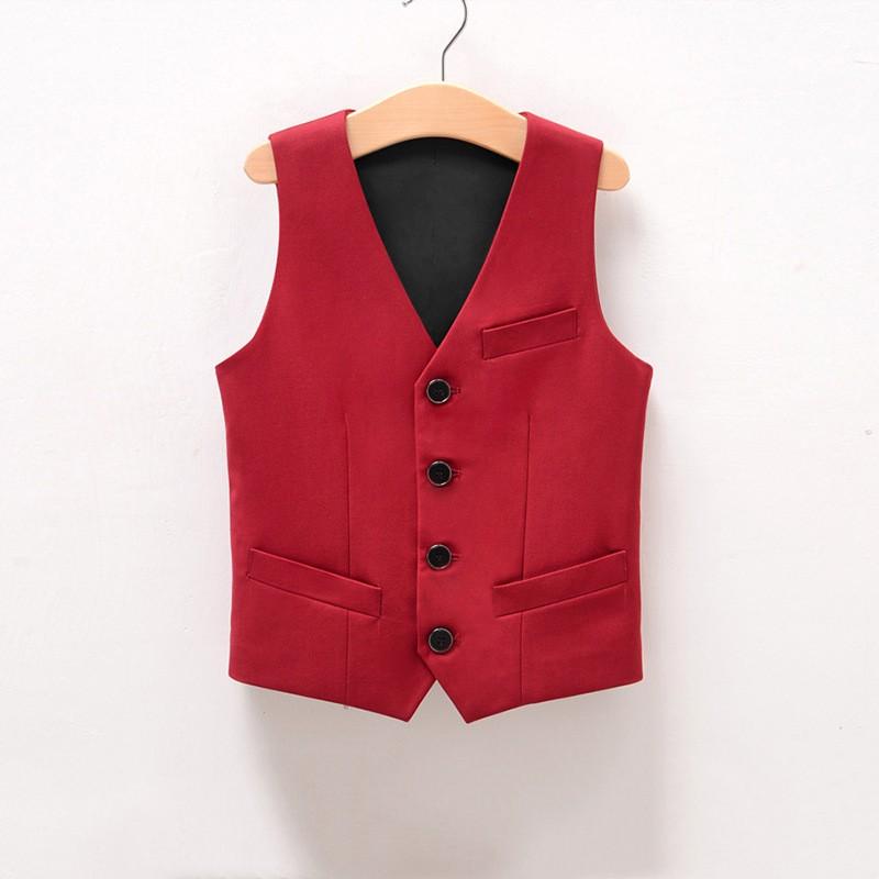 

Повседневный жилет для мальчиков в стиле колледжа для детей постарше, однотонный, приталенный, безрукавный жилет джентльмена 130 вино красного