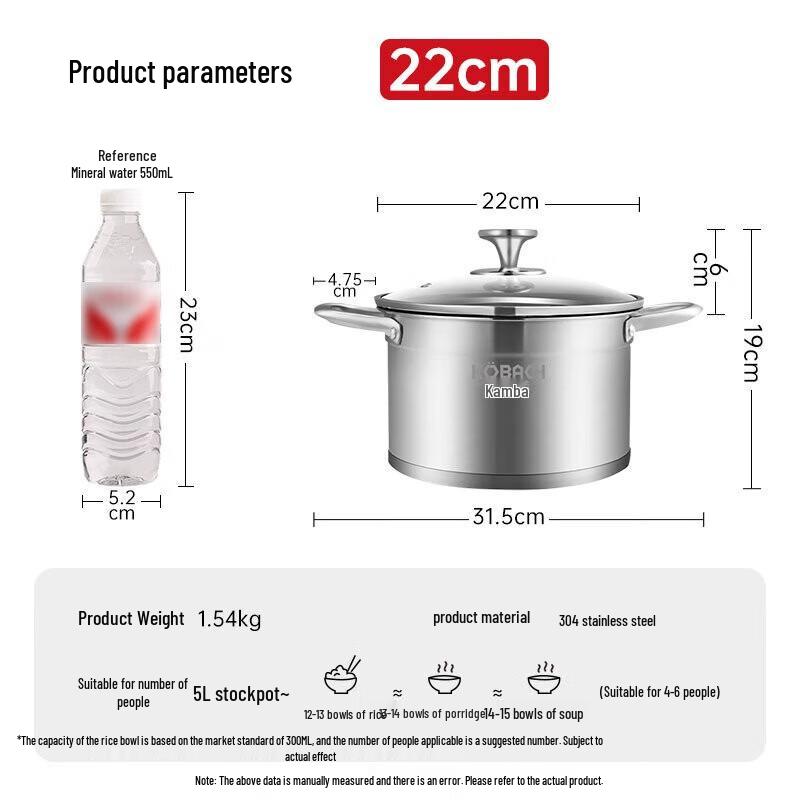 Kangbahu KGX-T220 304 Stainless Steel Soup Pot