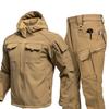 Mens Camo Tactical Soft Shell Jacket Pants Set Windproof Warm Outdoor Winter Hunting Fishing Gear