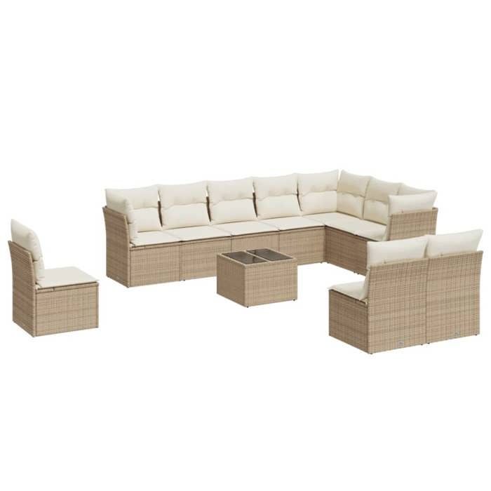 VidaXL Salon de jardin 11 pcs avec coussins beige résine tressée 3249647