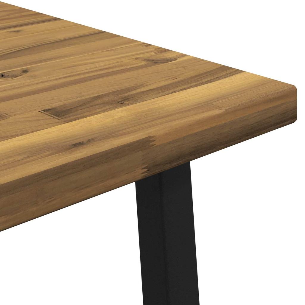 90 x 90 x 75 cm Solid Acacia Wood White and Black Square