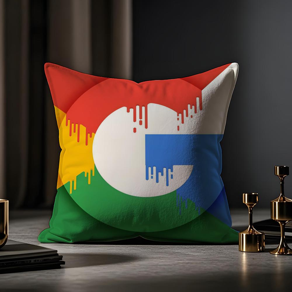 Google Cushion Cover Anti-dustmite Pillowcase Invisible Zipper Silky Short Plush Sofa Cushion Cover