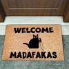 Black Cat Welcomes Madafakas Printed Doormat Home Decor Fun Kitchen Bedroom Rug Indoor Outdoor Entryway Doormat
