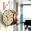 (12 INCH - Two Side Roman Numbers) Vintage Clock Handcrafted Double Side Clock , Rose Gold Finish, Floral Design, Iron