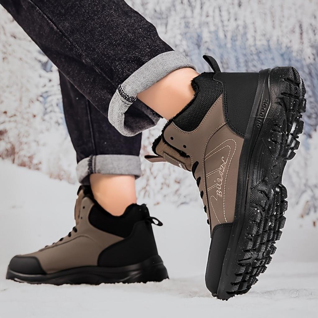 Men's Shoes Winter Thick and Cotton Mid High Top Casual Sports Shoes Warm Outdoor Shoes Lightweight and Non Slip Dad Shoes Walking Shoes