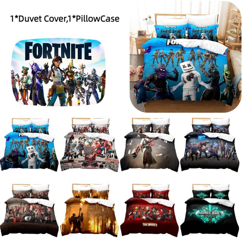 Fortnite 3-piece Digital Print Bedding Set Colorful Design High-quality Fabric