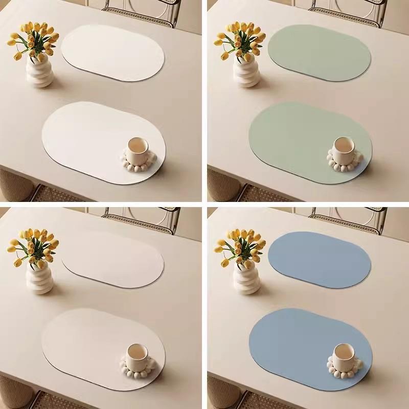Solid Color Leather Placemat Heat High Temperature Resistance Household Dining Table Insulation Pad Waterproof Anti Slip Mat