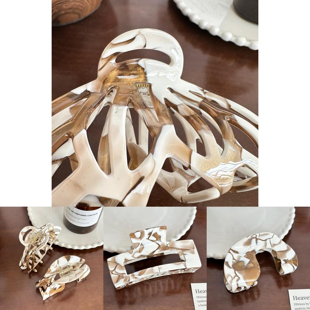 Premium Acetate Hair Claw Clip In Elegant Milk Coffee Color For Stylish Updos And Fashionable Looks