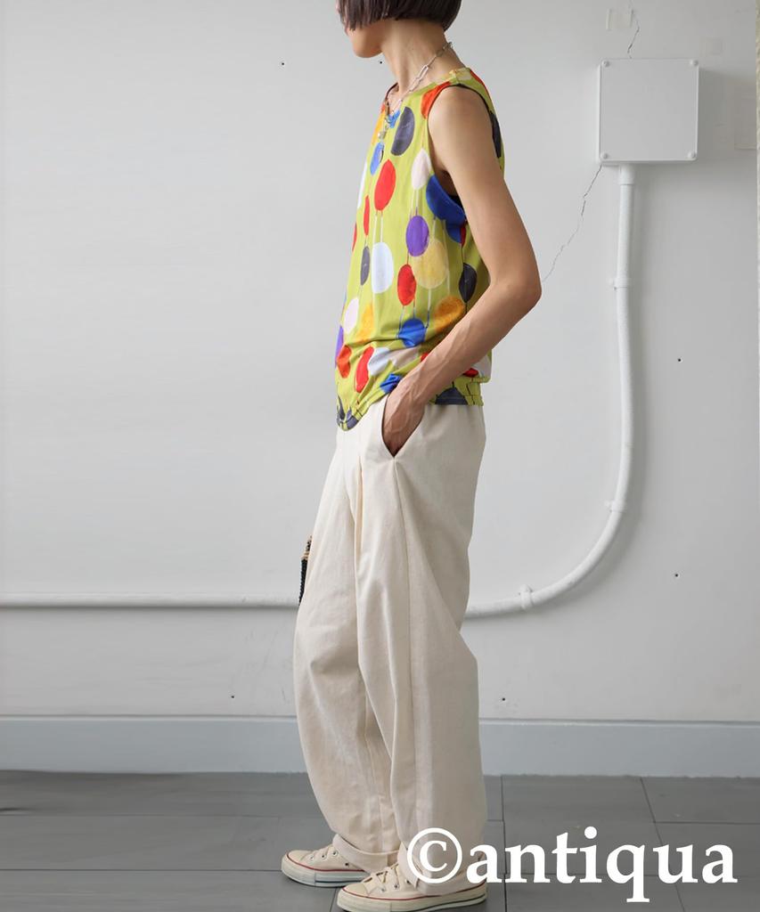 Antiqua Polka Dot Tank Polka One Size Lime Yellow Top, Women's, Dots, KE-03334, 46,