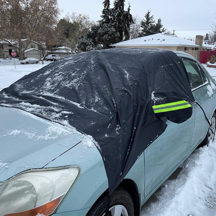 Car Windshield Cover Snow Ice Frost Protector Sun Shade Snow Cover Winter Windproof Front Windshield Protector Universal Fit for SUV Sedan