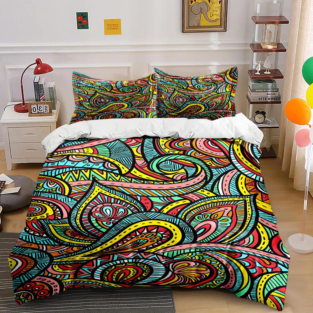 Bohemian Style Colorful Paisley Bedding Bedding Set (1 Duvet Cover, 2 Pillowcases, Duvet Not Included)