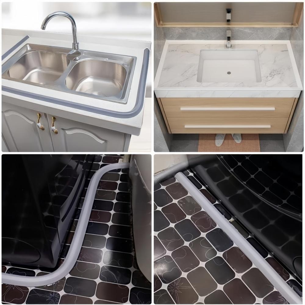 1pc 1m/2mX3cm Material Self Adhesive Water Stopper Self-Adhesive Backing Waterproof Seal Water Retaining Strip Foldable Design