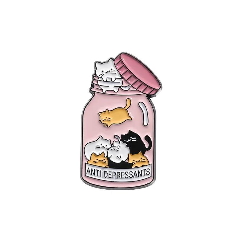 Meow~Cute Animals Cats Brooch Creative Cute Little Kitten Enamel Pins for Women Men Backpack Lapel Badge Jewelry Gifts Wholesale