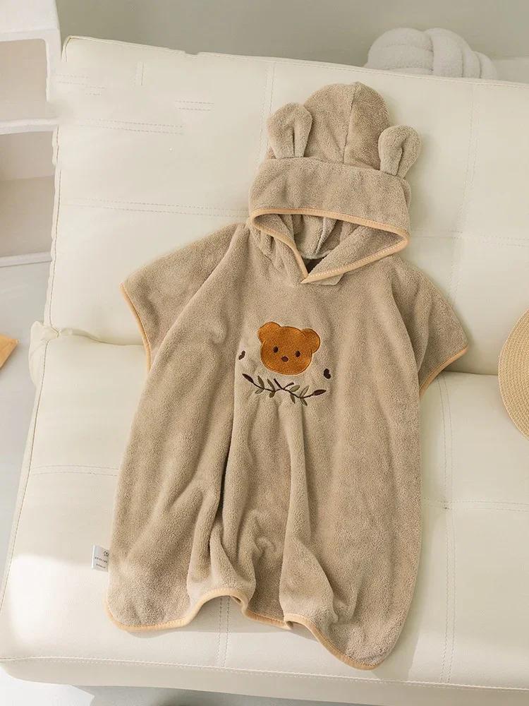 

Kids Hooded Bath Towel Cartoon Bear - Thickened Warm Breathable Skin-friendly Absorbent Shower Cloak Non-slip Baby Beach Blanket