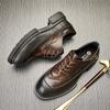 Herren Freizeitschuhe Frühling Sommer Leder Plateau Business Schuhe Grün Vielseitig Atmungsaktiv Trend Kleine Lederschuhe Schnürschuhe