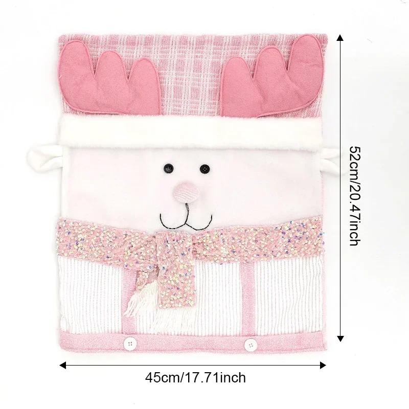 Christmas Chair Cover Pink Chair Cover Santa Claus Doll Chair Cover European Style Restaurant Home Decoration Business navidad