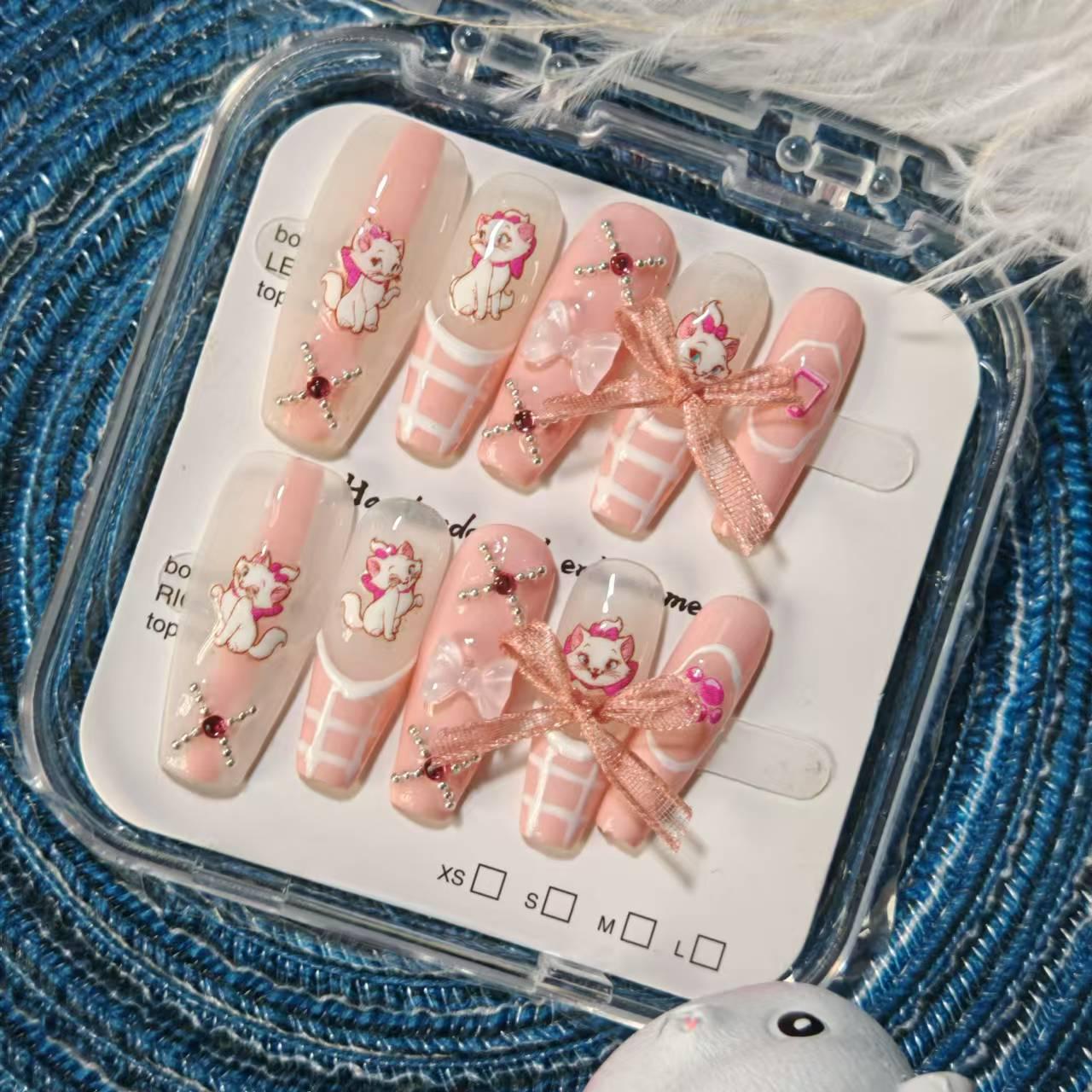 

Милые наклейки для нейл-арта в виде сердечек с японскими кошками, ручная работа Extra Small