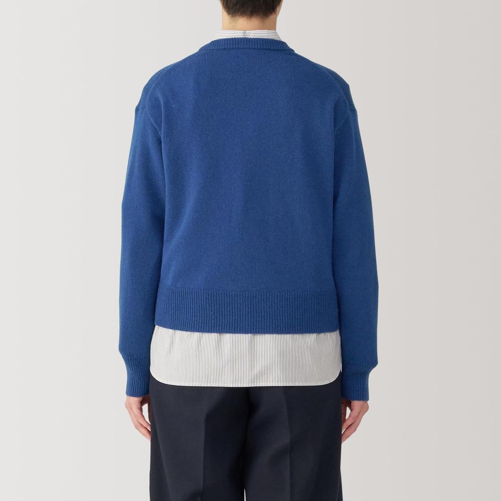 MUJI Washable Wool Crew Neck Size S Women's Mid-Gauge Sweater, Blue, (BA1P4A4A)