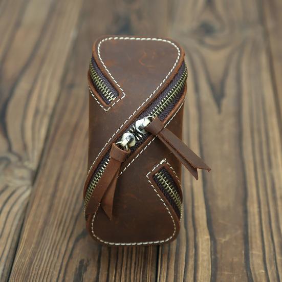 Retro Key Pouch Faux Leather Key Bag Mini Wallet Zipper Closure Belt Key Pouch for Home Bicycle Car Keys Men Women