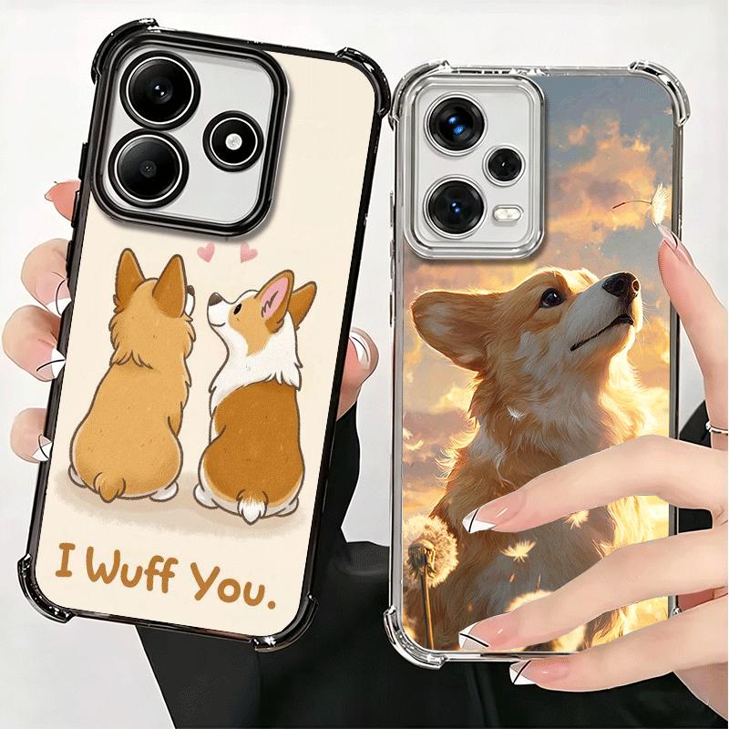 Corgi Hund Süß Vergoldet Handyhülle Für Xiaomi Redmi Note 14 15 Pro Plus 13 12 11 11S 11T 10 9S 9 5G Sturzfest Airbag Abdeckung