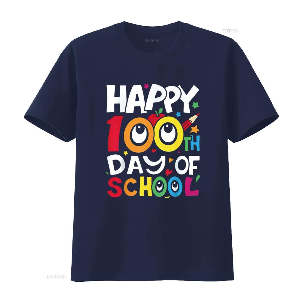 Happy 100Th Day Of School 100 Days Teachers Students Parents T Shirt vintage Washed Breathable fashion Unisex Stylish Casual