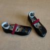Sheepskin Version~ Special-shaped Head Flat-bottomed Ballet Single Shoes, Women's Shallow Mouth with Retro Temperament Mary Jane Shoes