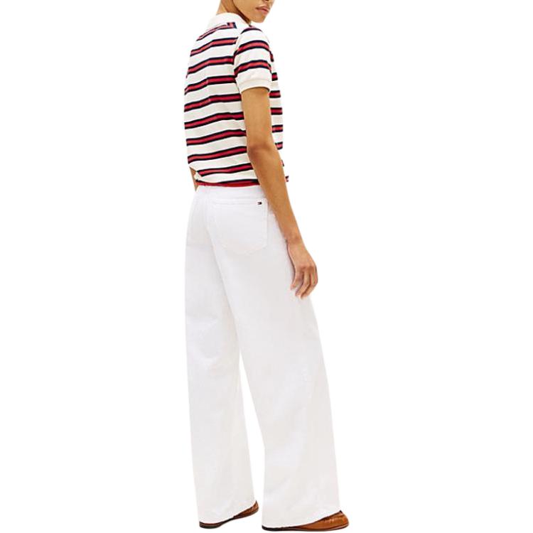 Tommy Hilfiger Striped Logo Short Sleeve Polo Shirt Women tops WW0WW4924703L