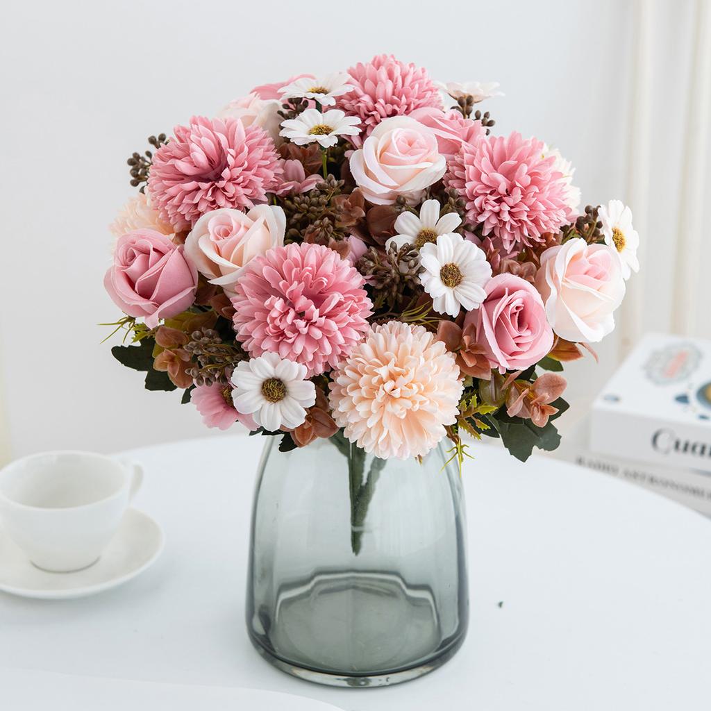 Silk Rose Artificial Flowers DIY Box Wedding Home Festival Decoration Wreaths Bridal Bouquet Dining Table Vase Photography Props