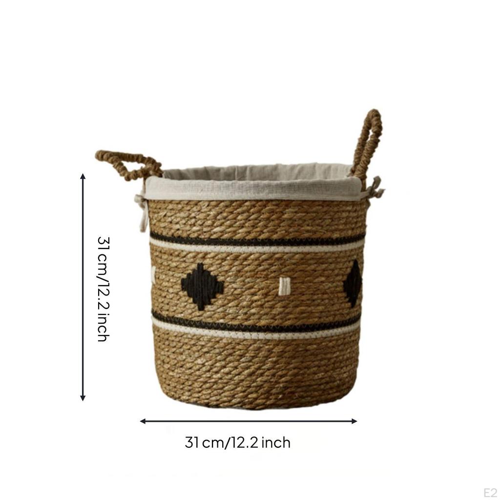 Woven Basket with Handles OpenTop Wicker Laundry Handwoven Rattan Storage Hamper for Home