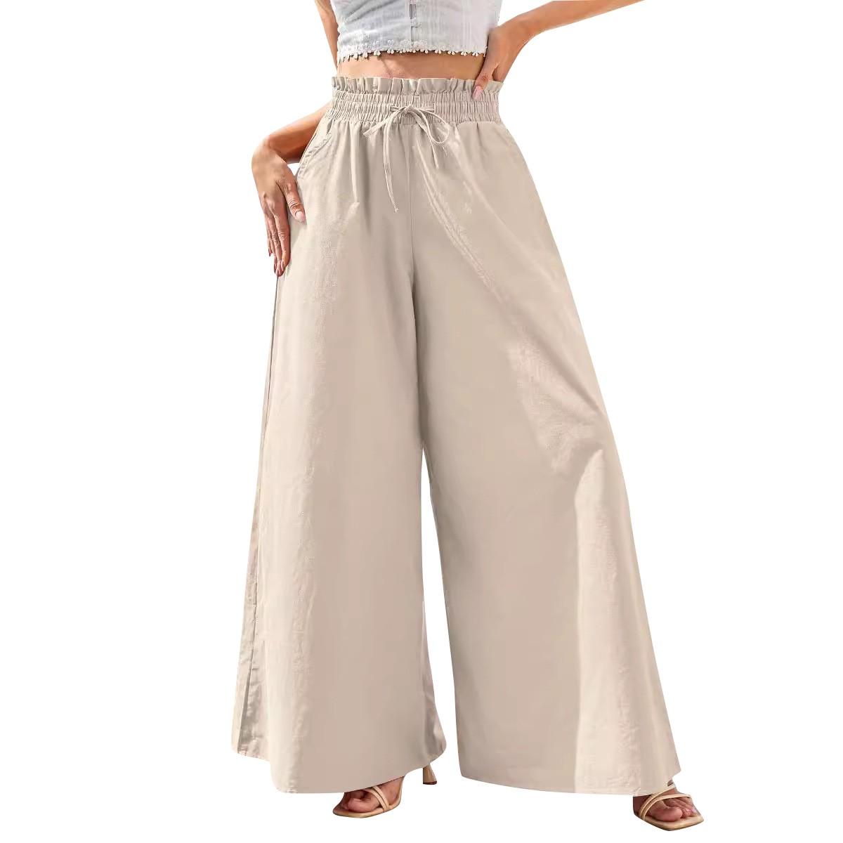 

Women s Fashion Solid Color High Waisted Loose Wide Leg Pants L хакі