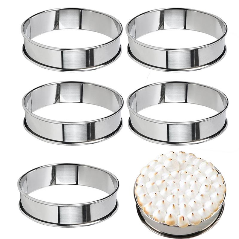 6 Pieces Muffin Tart Rings Double Rolled Tart Ring Stainless Steel Muffin Rings Metal Round Ring Mold for Food Making Bake Ware