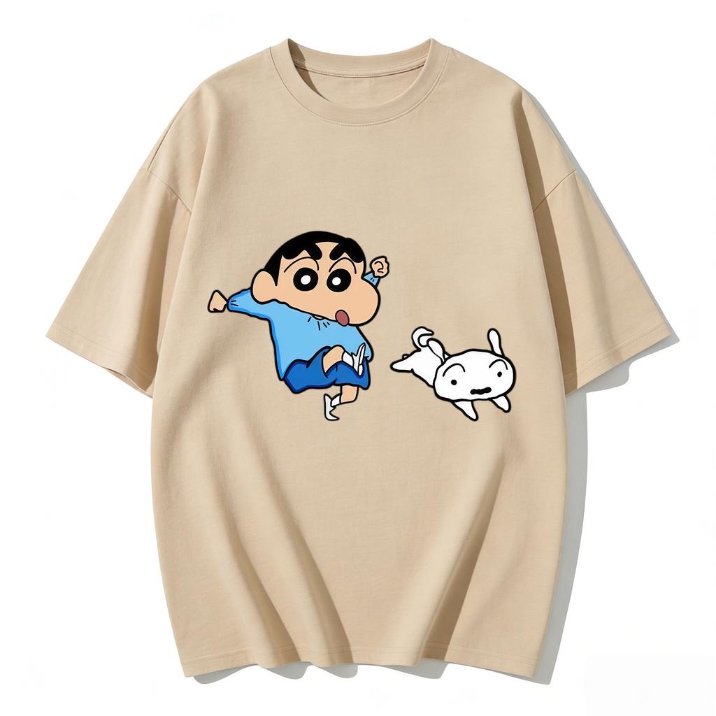 2026 New Crayon Shinchan Shiro Print TShirt Cute Anime Cartoon Family Matching Tees Casual Cotton Short Sleeve Tops Couple