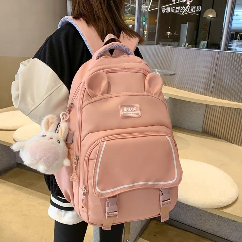 Small Fresh Nylon Backpack For Girls With Cute Design And Adjustable Straps For Daily Use