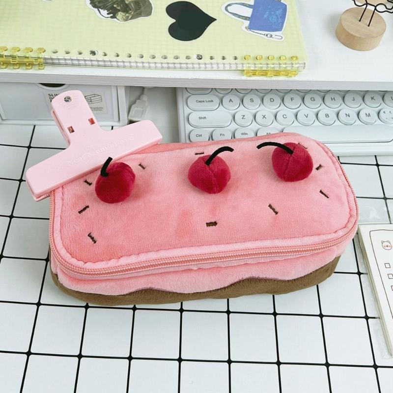 Cartoon Fruit Cake Pencil Bag Large Capacity Pencil Case Zippered Pencil Pouches Travel Cosmetic Bag For Student Artist