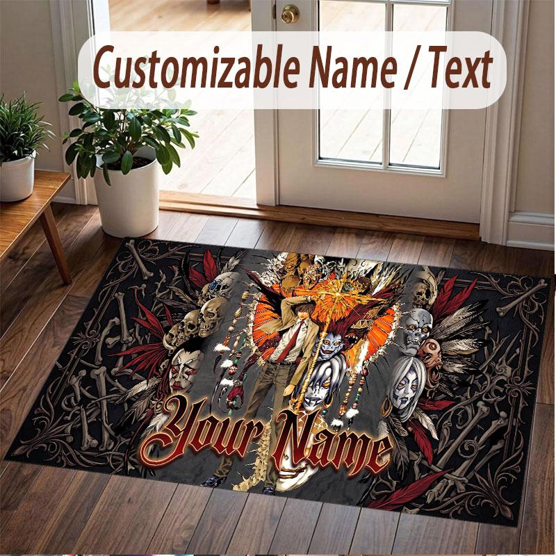 Custom Name Crystal Velvet Rug,Death Note Comfortable Anti Slip Floor Mat For Room Decoration