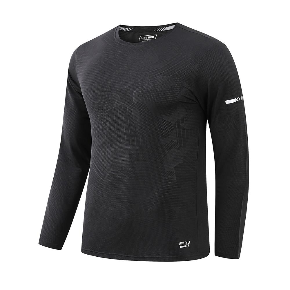 Men's Quick-Dry Long-Sleeve Sports T-Shirt - Large Size, Round Neck, Ideal for Running & Casual Wear