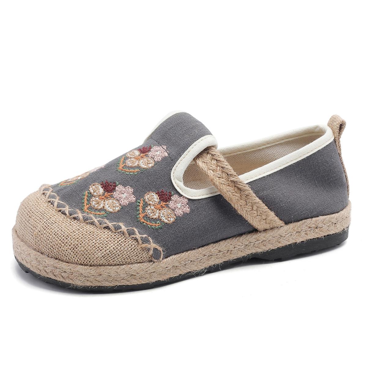 

Женские повседневные холщовые мокасины без застежек, легкие дорожные прогулочные эспадрильи, туфли на плоской подошве с вышивкой, рабочие туфли для женщин, балетки на платформе 40 серый