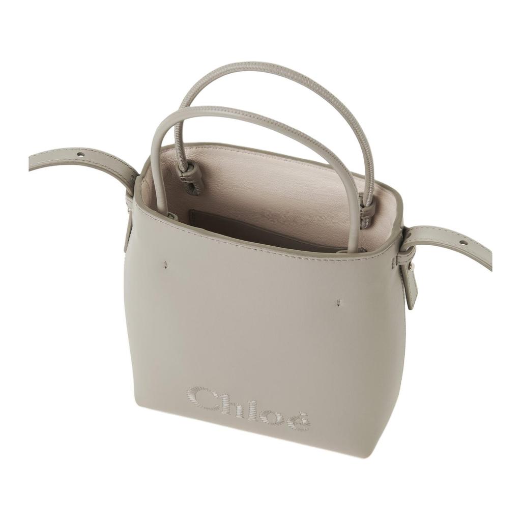 Chloe Sense Embroidered Logo Adjustable Shoulder Strap Calfskin Tote Bag Shopping Bag Crossbody Handbag Micro Women Tote Bag CHC23-UP873I10-23W