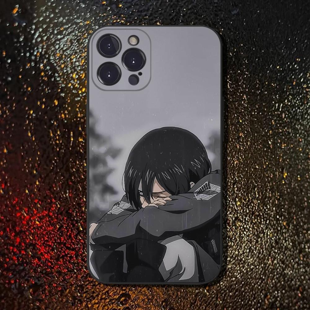 Attack On T-Titan Mikasa Phone Case For iPhone 16,15,14,13,12,11 Plus,Pro Max,XS,X,XR,SE,Mini,8,7,Soft Silicone Black Cover