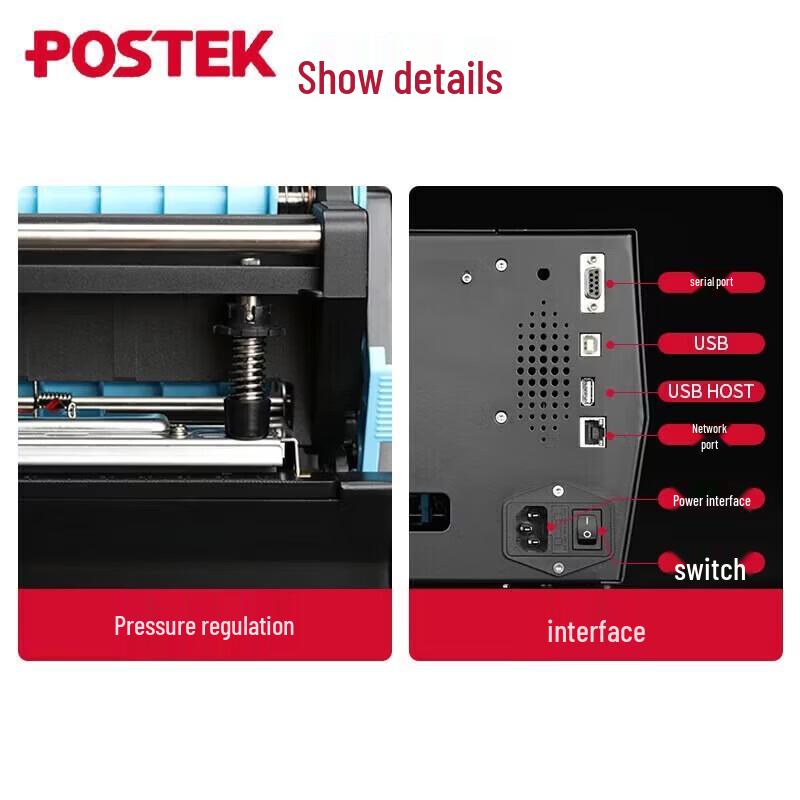 POSTEK GX300s Industrial Thermal Transfer Barcode Label Printer CN plug (adapter included)