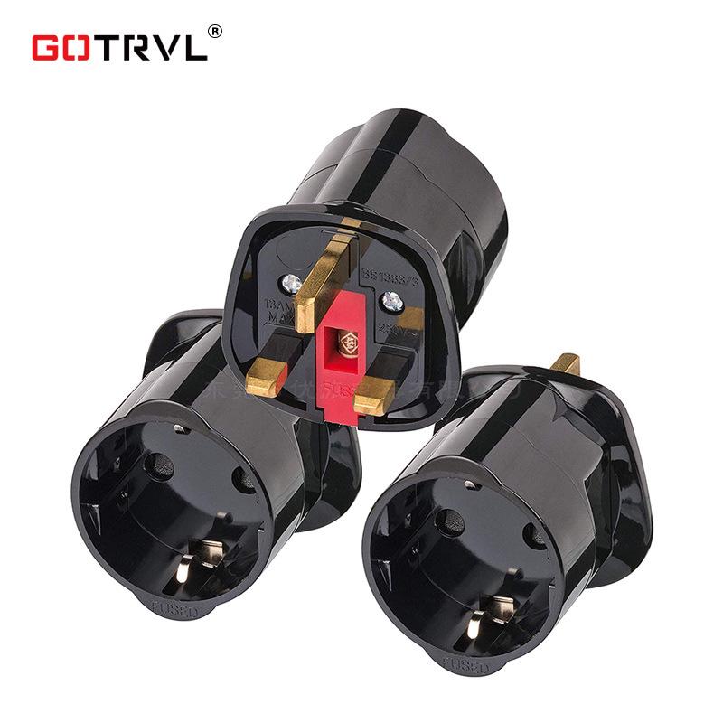 European To UK Plug Adapter 1310: Grounded Plug with Fuse for EU To British Conversion
