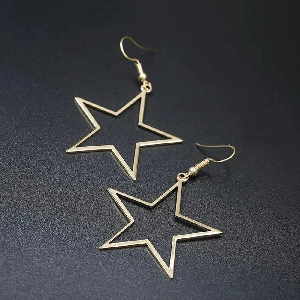 SUMENG New Fashion Handmade Simple Antique Hollow Star Pendant Drop Earrings for Women Vintage Jewelry Gifts Accessories