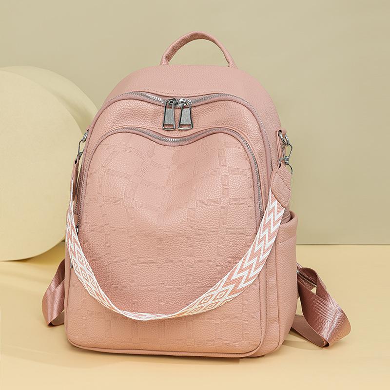 Soft leather bag women's large-capacity new women's backpack is now popular casual bag women