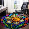 1pc Stained Glass Flower Office Round Area Rug, Indoor Mat Suitable ForOffice, Under Office Chairs Bedroom Living Room Home Decor, Room Deco  D054